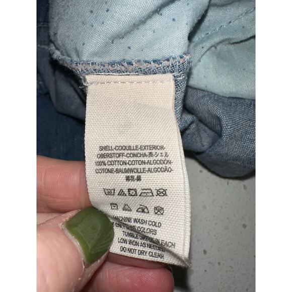 Free People Rivet Romper Utility Denim Chambray Button Front Long Sleeves M - Picture 4 of 7